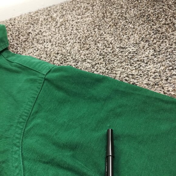 Vintage 70s LL Bean Shirt Chamois L/S Button Up Green Mens 15.5 Script Label - Picture 8 of 9